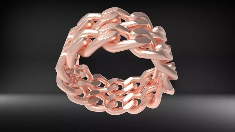 Double Cuban Link Chain Ring Stackable Ring Jewelry 3D print model