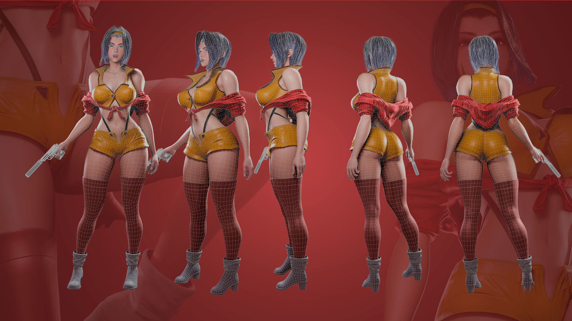 Faye Valentine - Cowboy Bebop - Game Ready 3D model - UE5 Low-poly 3D model_8