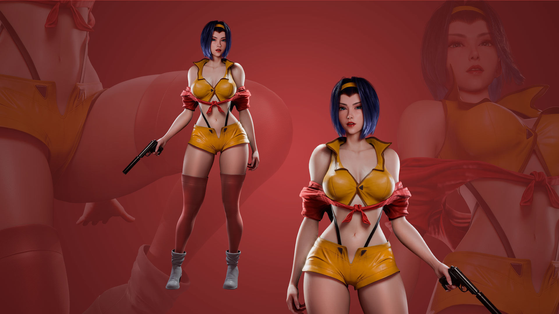 Faye Valentine - Cowboy Bebop - Game Ready 3D model - UE5 Low-poly 3D model_4