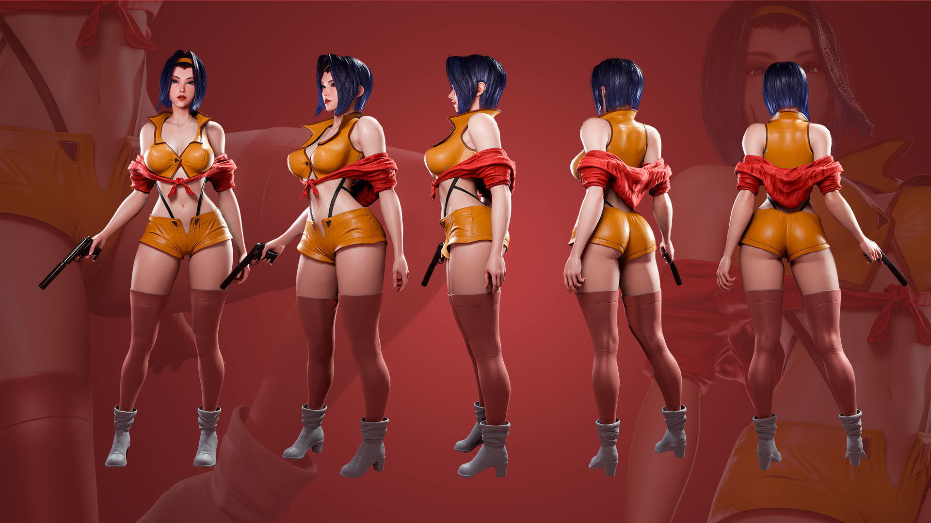 Faye Valentine - Cowboy Bebop - Game Ready 3D model - UE5 Low-poly 3D model_7
