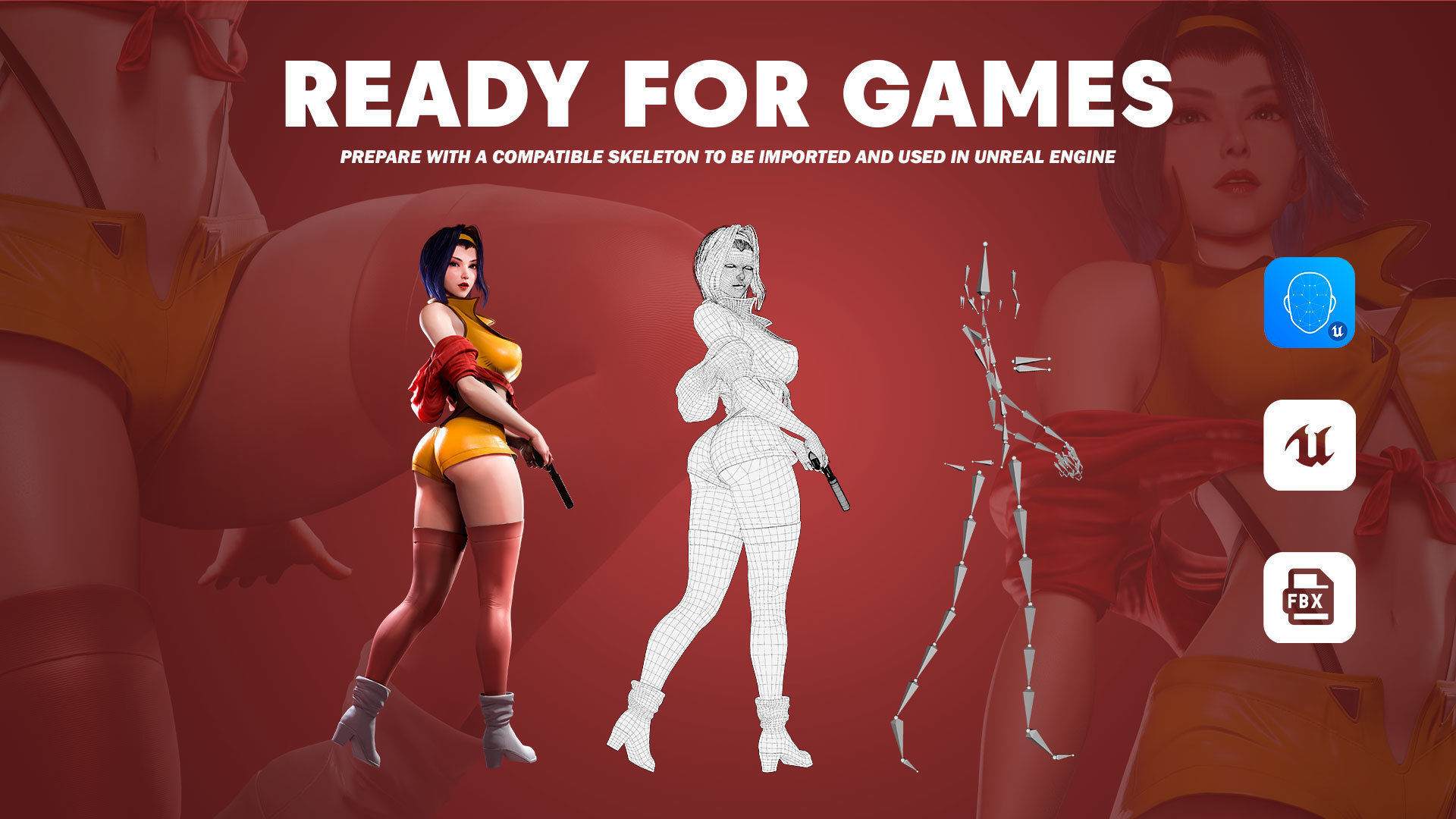 Faye Valentine - Cowboy Bebop - Game Ready 3D model - UE5 Low-poly 3D model_10