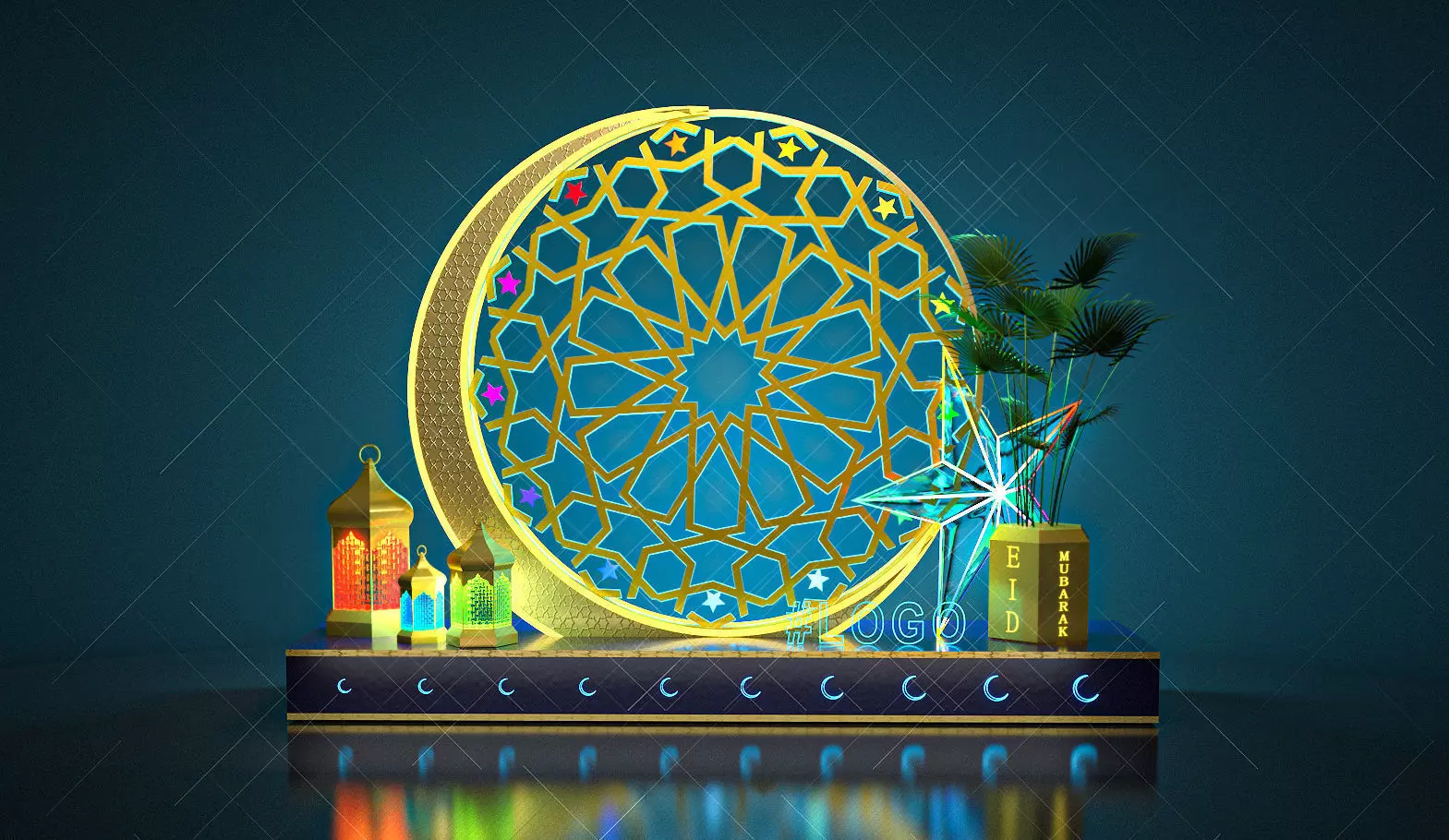 Islamic Ramadan EID Decoration LIGHT SETUP Model 3d V6 3D model_0