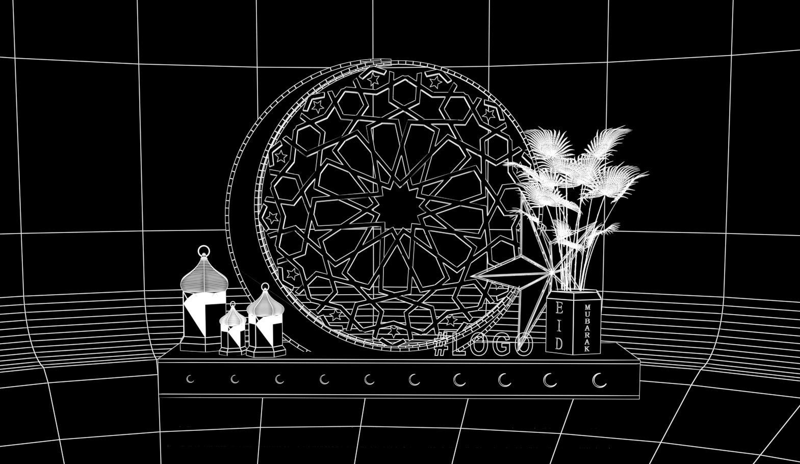 Islamic Ramadan EID Decoration LIGHT SETUP Model 3d V6 3D model_2