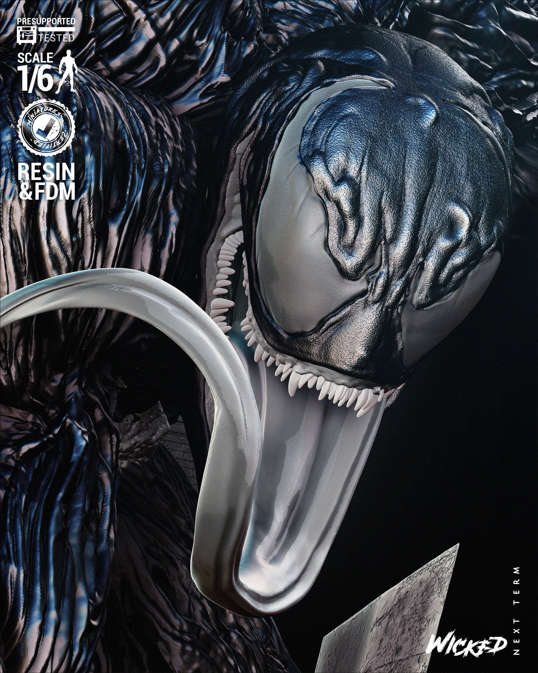 Wicked Marvel Venom Sculpture Tested for 3D printing 3D print model_14