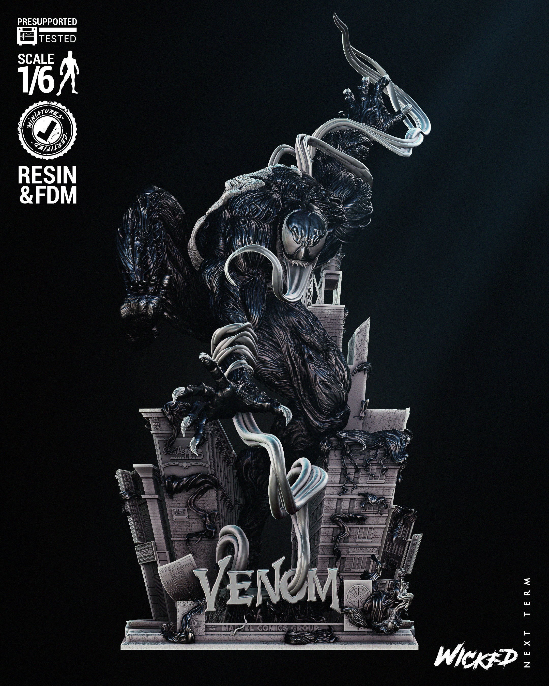 Wicked Marvel Venom Sculpture Tested for 3D printing 3D print model_13