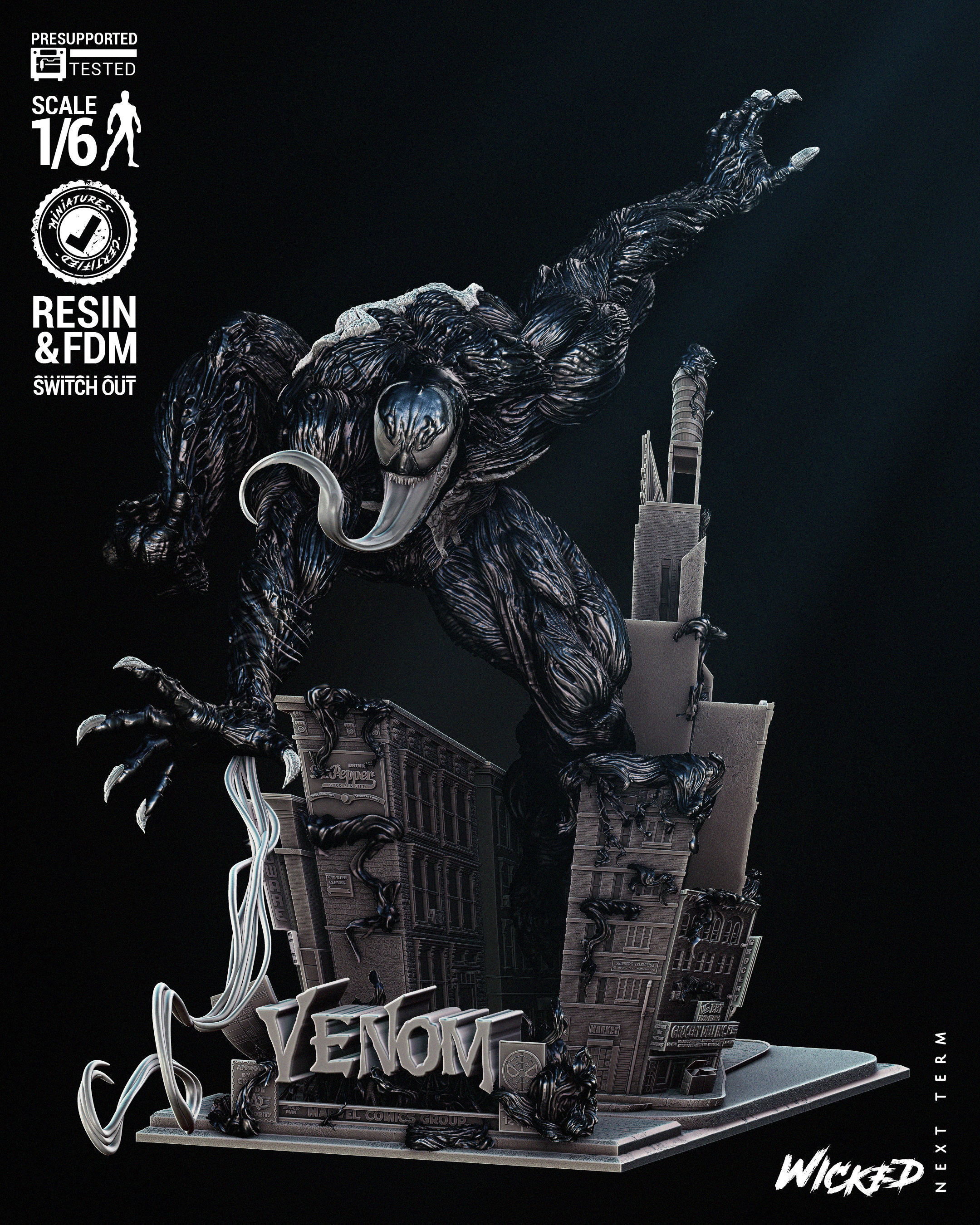 Wicked Marvel Venom Sculpture Tested for 3D printing 3D print model_39