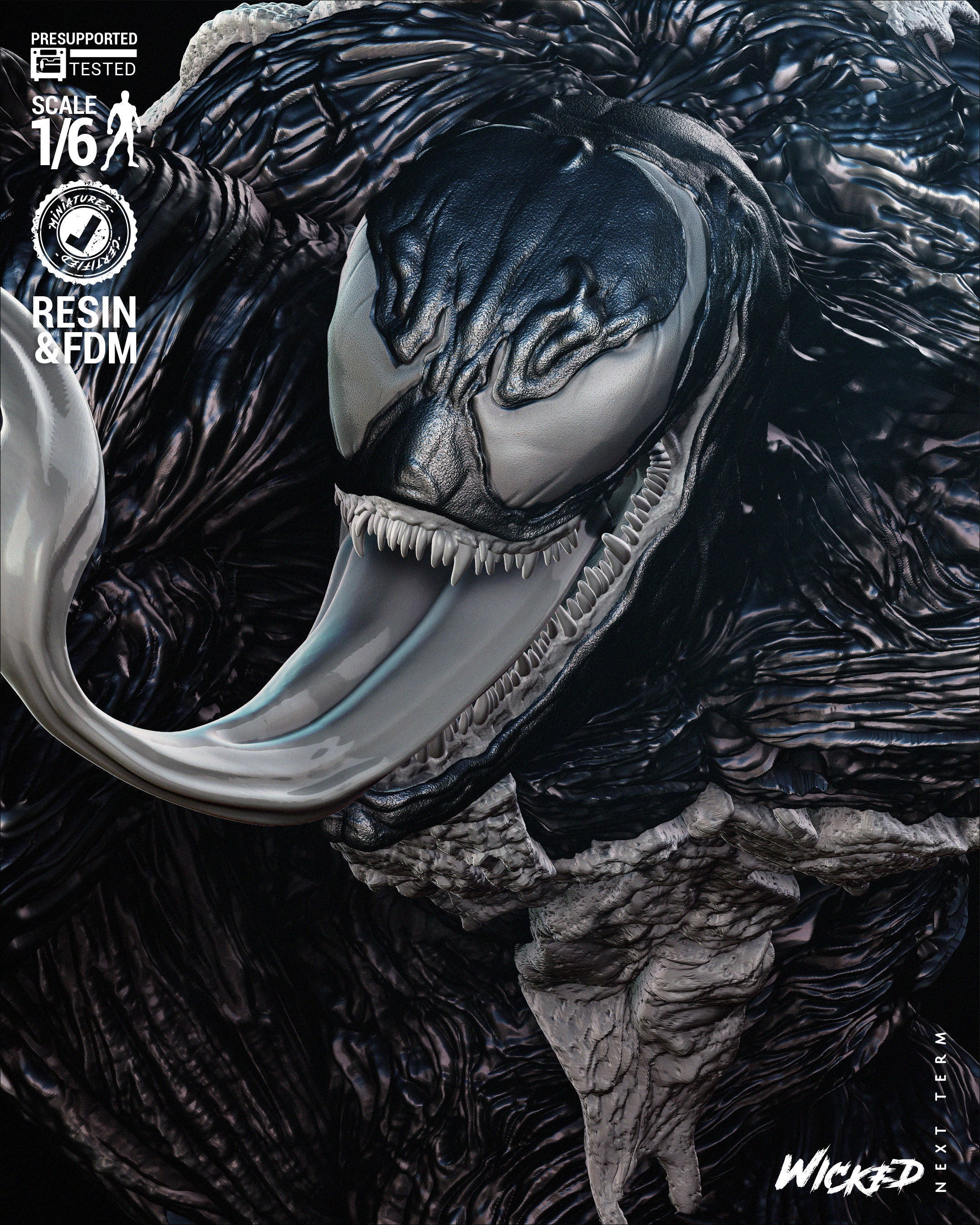 Wicked Marvel Venom Sculpture Tested for 3D printing 3D print model_47