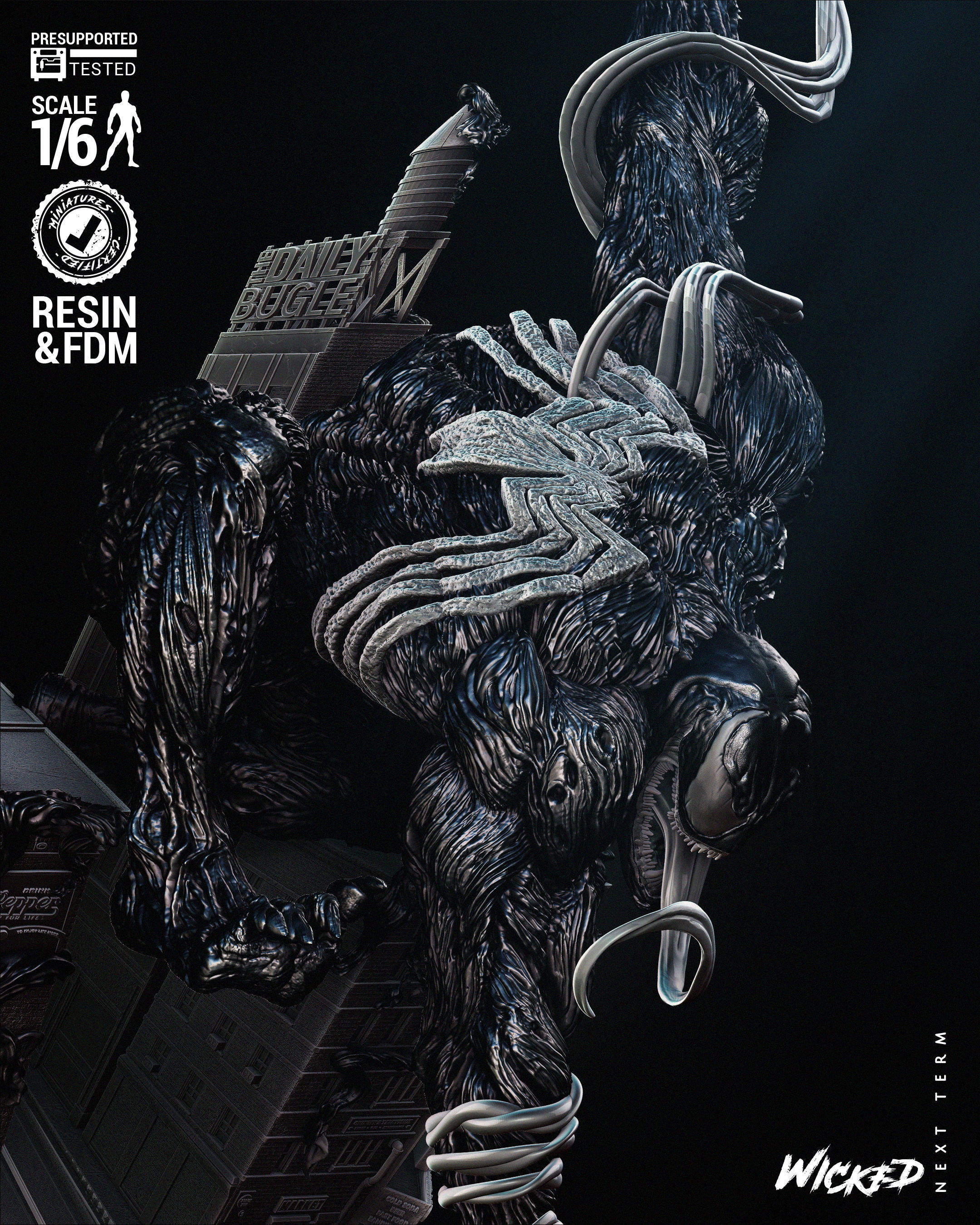 Wicked Marvel Venom Sculpture Tested for 3D printing 3D print model_26