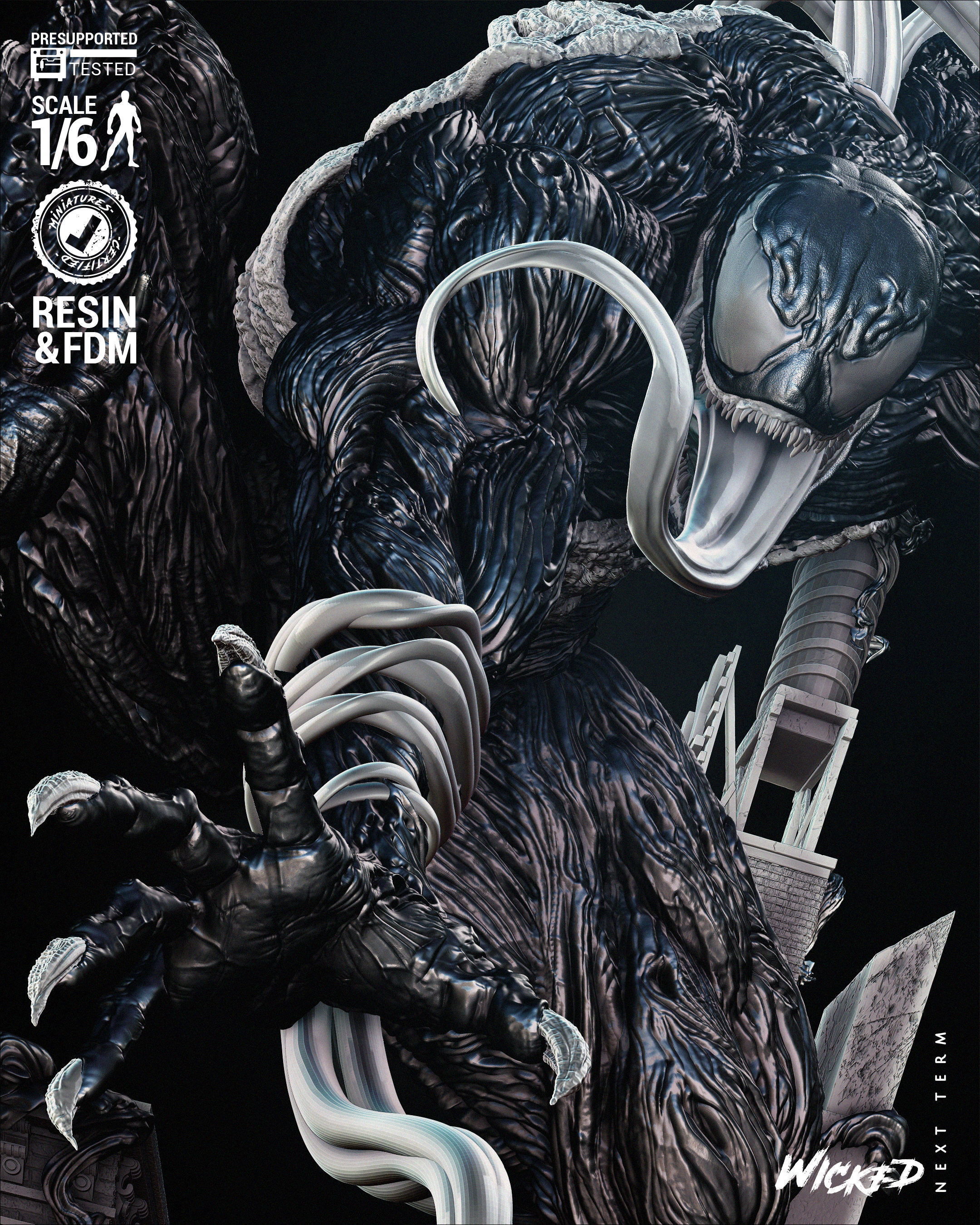 Wicked Marvel Venom Sculpture Tested for 3D printing 3D print model_7