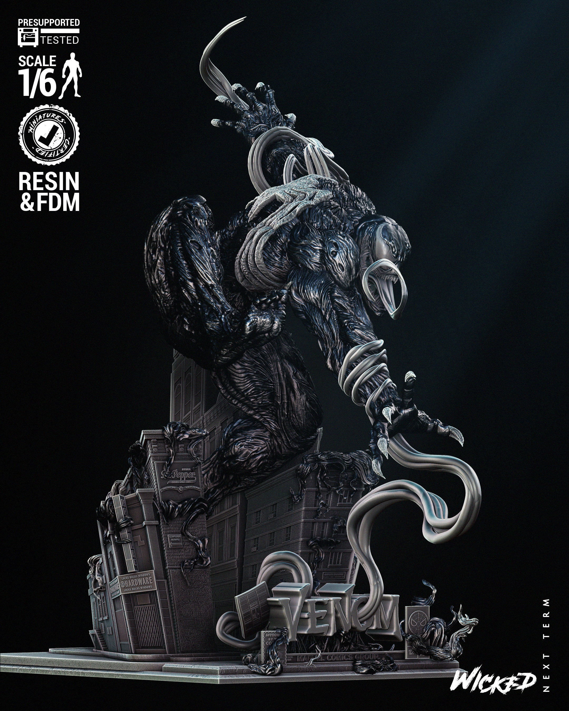 Wicked Marvel Venom Sculpture Tested for 3D printing 3D print model_40