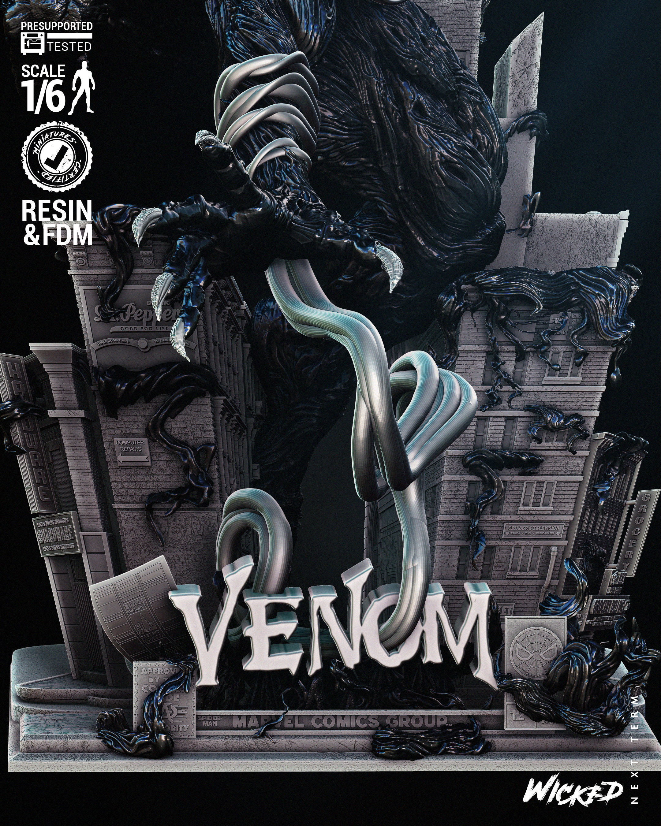 Wicked Marvel Venom Sculpture Tested for 3D printing 3D print model_25