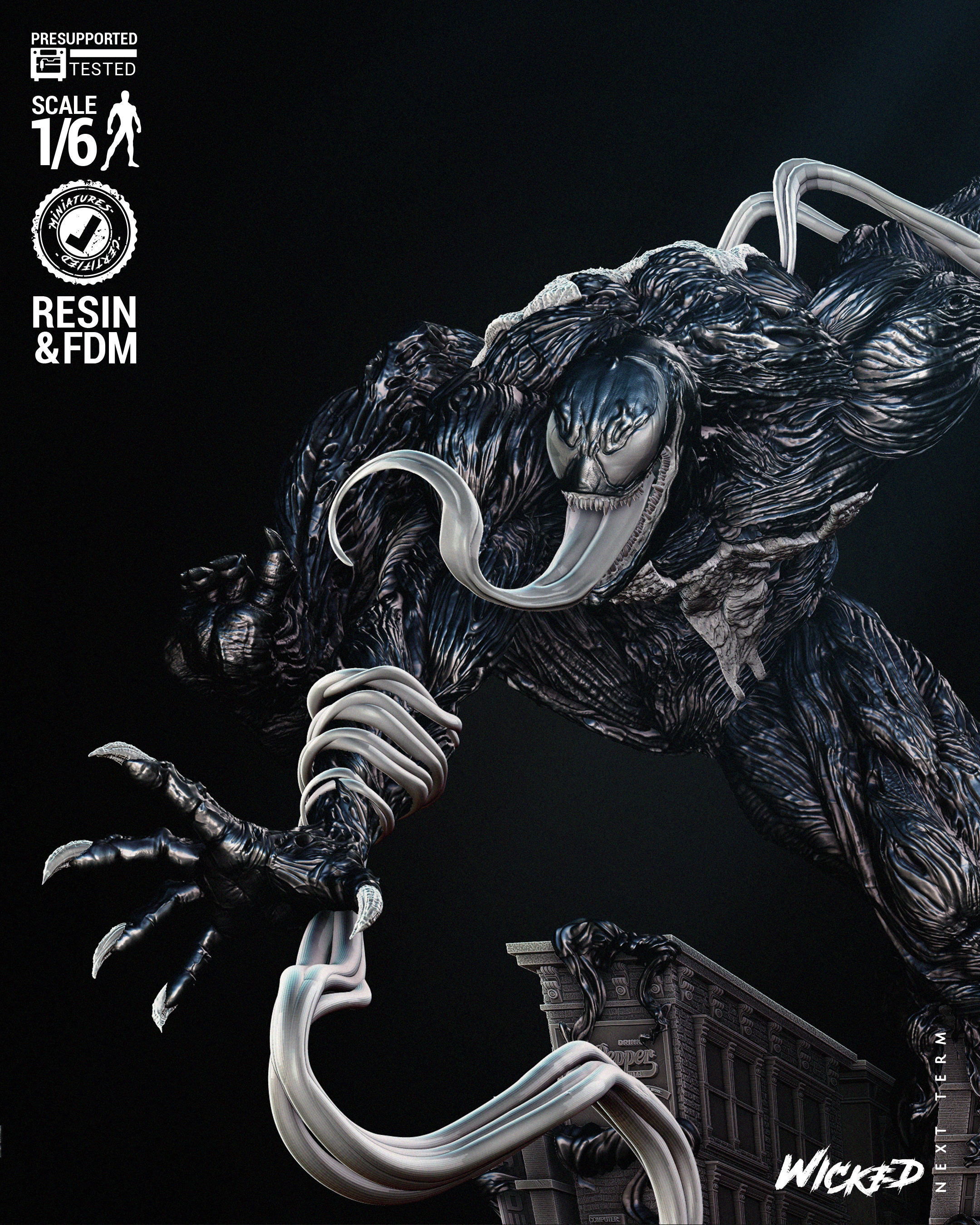Wicked Marvel Venom Sculpture Tested for 3D printing 3D print model_33