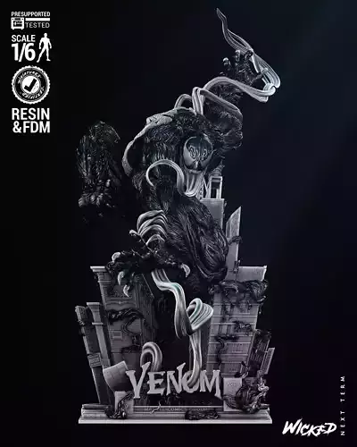 Wicked Marvel Venom Sculpture Tested for 3D printing 3D print model