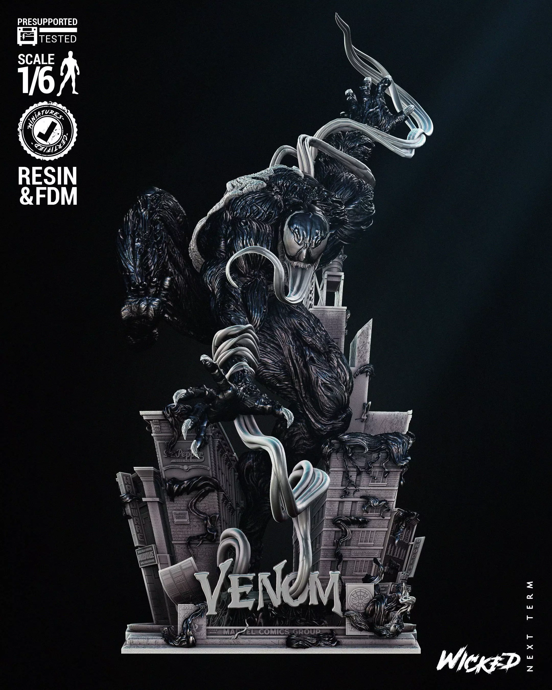 Wicked Marvel Venom Sculpture Tested for 3D printing 3D print model_0