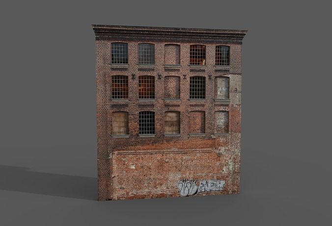 Street wall  building Low-poly 3D model