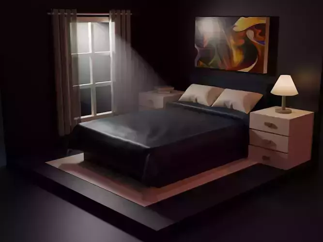 Modelo 3D de Dormitorio Moderno y Elegante 