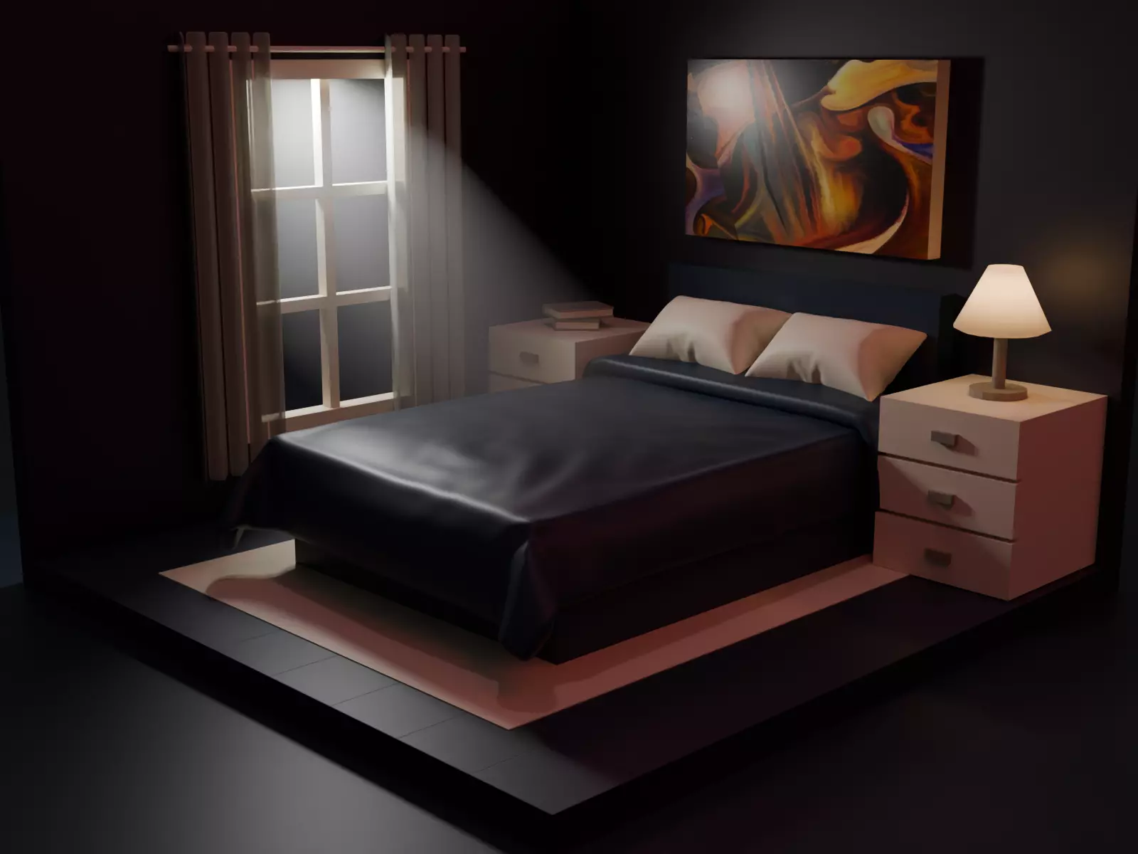 Modelo 3D de Dormitorio Moderno y Elegante 3D model