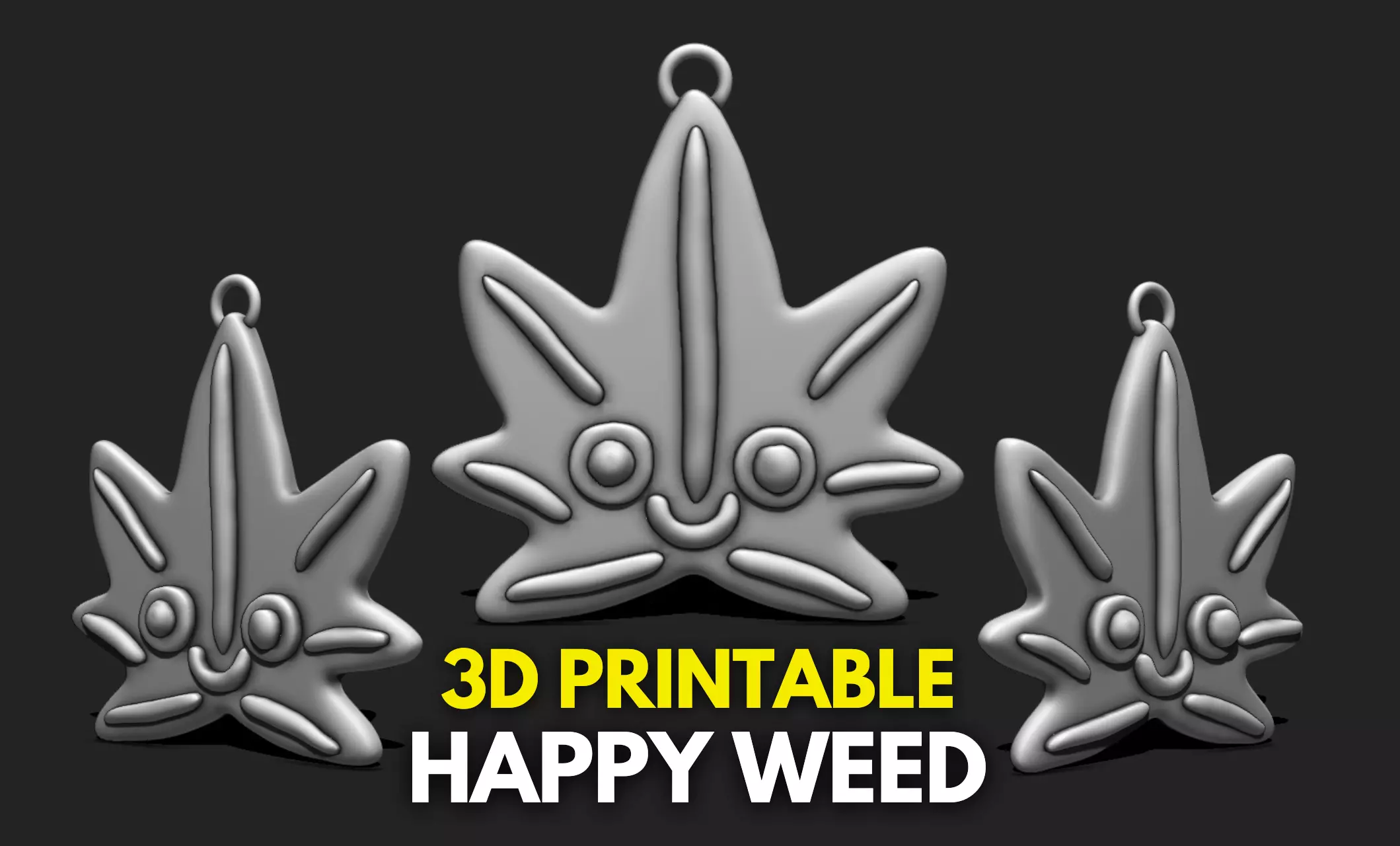 Happy Weed STL File for 3D Printing - Printable 3D Design 3D print model_0