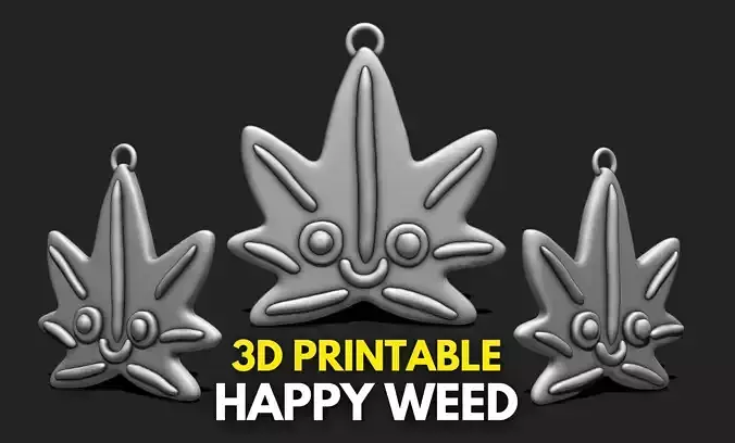 Happy Weed STL File for 3D Printing - Printable 3D Design