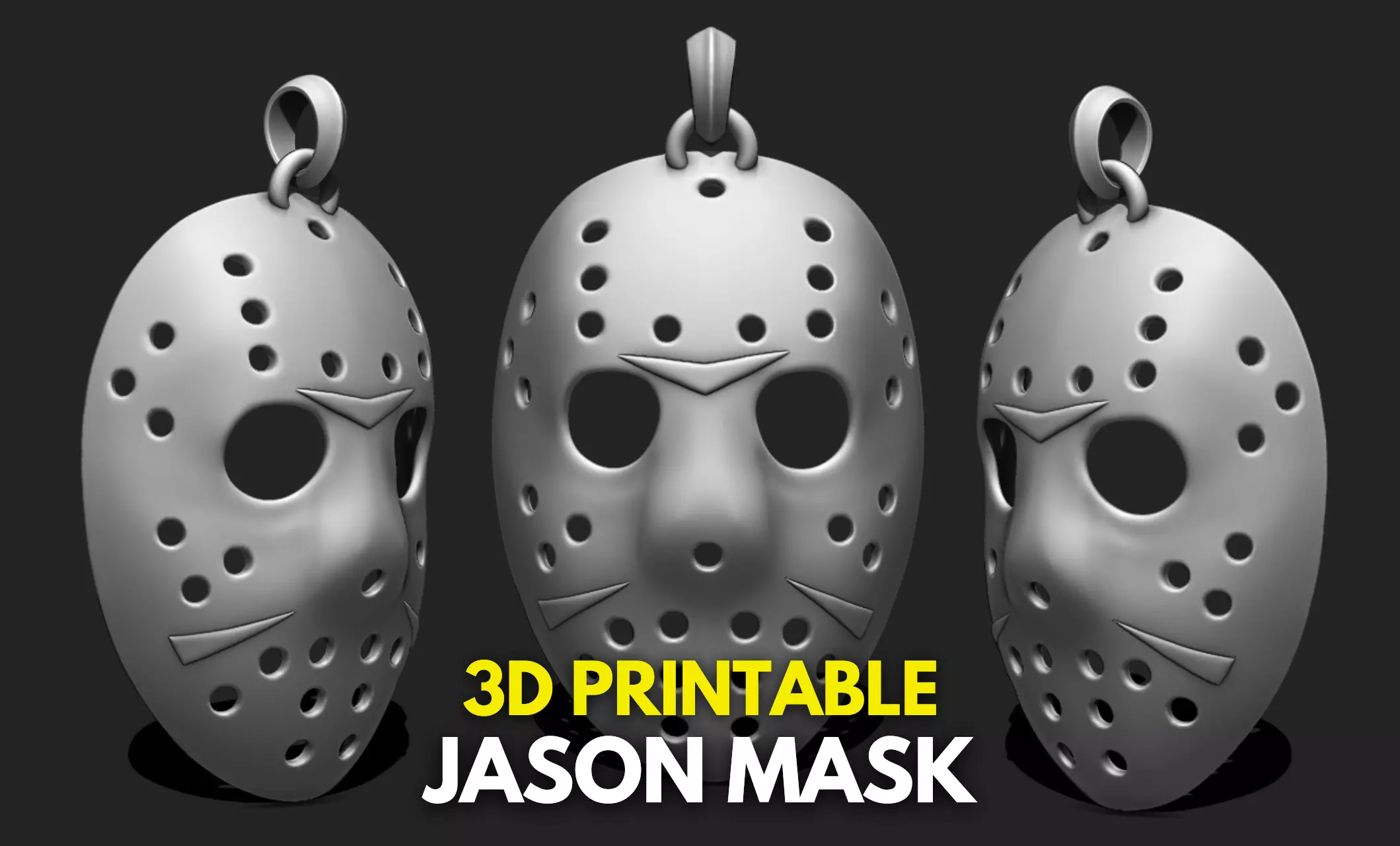 Jason Voorhees Mask Pendant STL File for 3D Printing - Keychain 3D print model_0