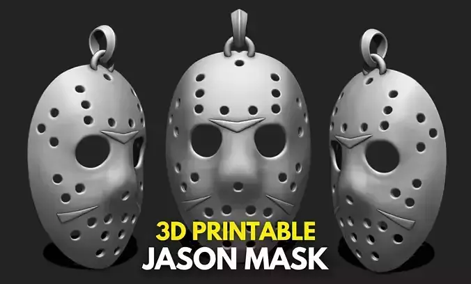 Jason Voorhees Mask Pendant STL File for 3D Printing - Keychain 3D print model