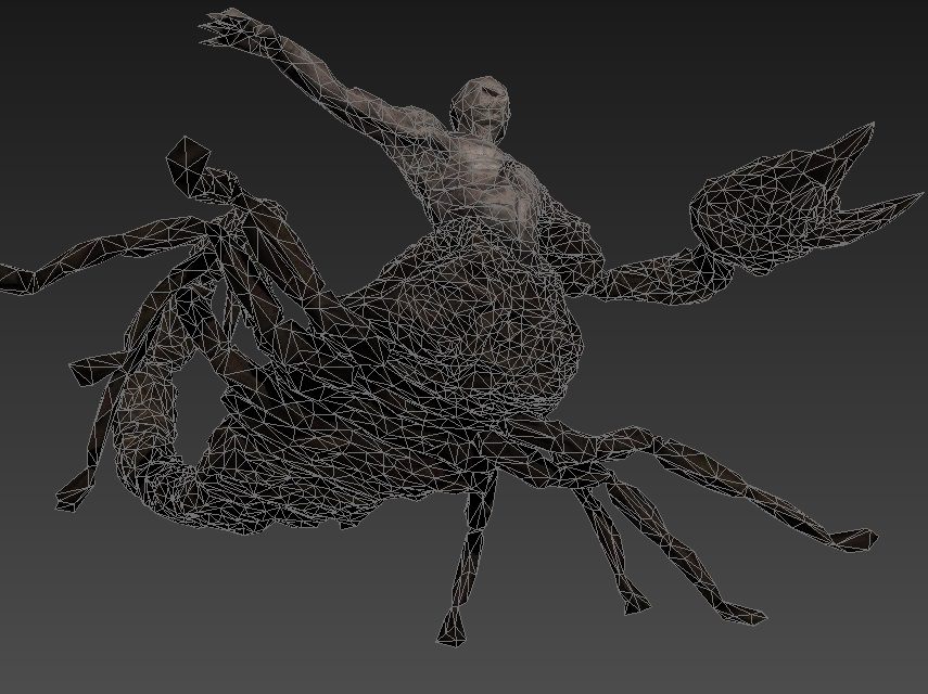 Rigged Scorpion Man Low-poly 3D model_5