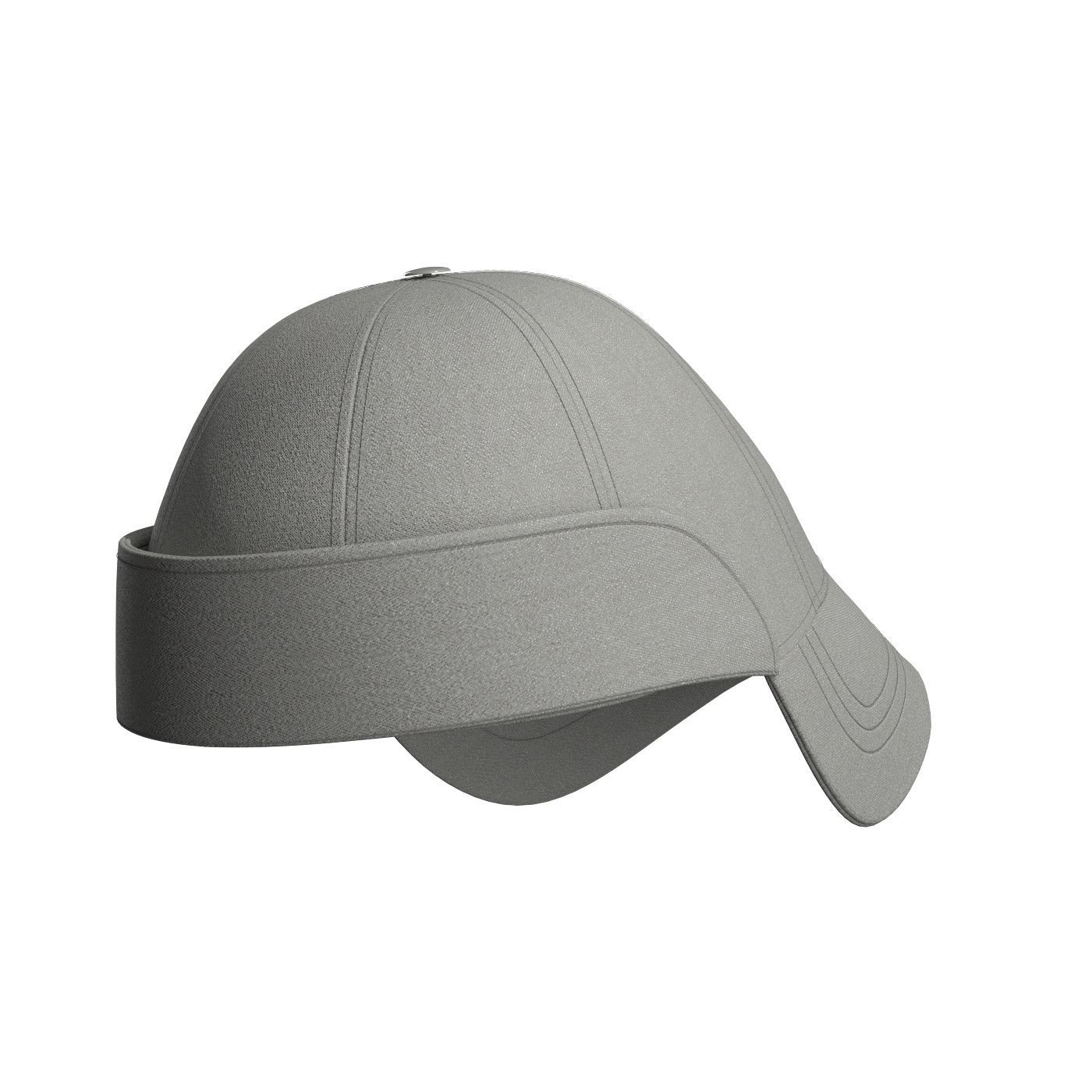 Grey Ball Cap 3D model_3