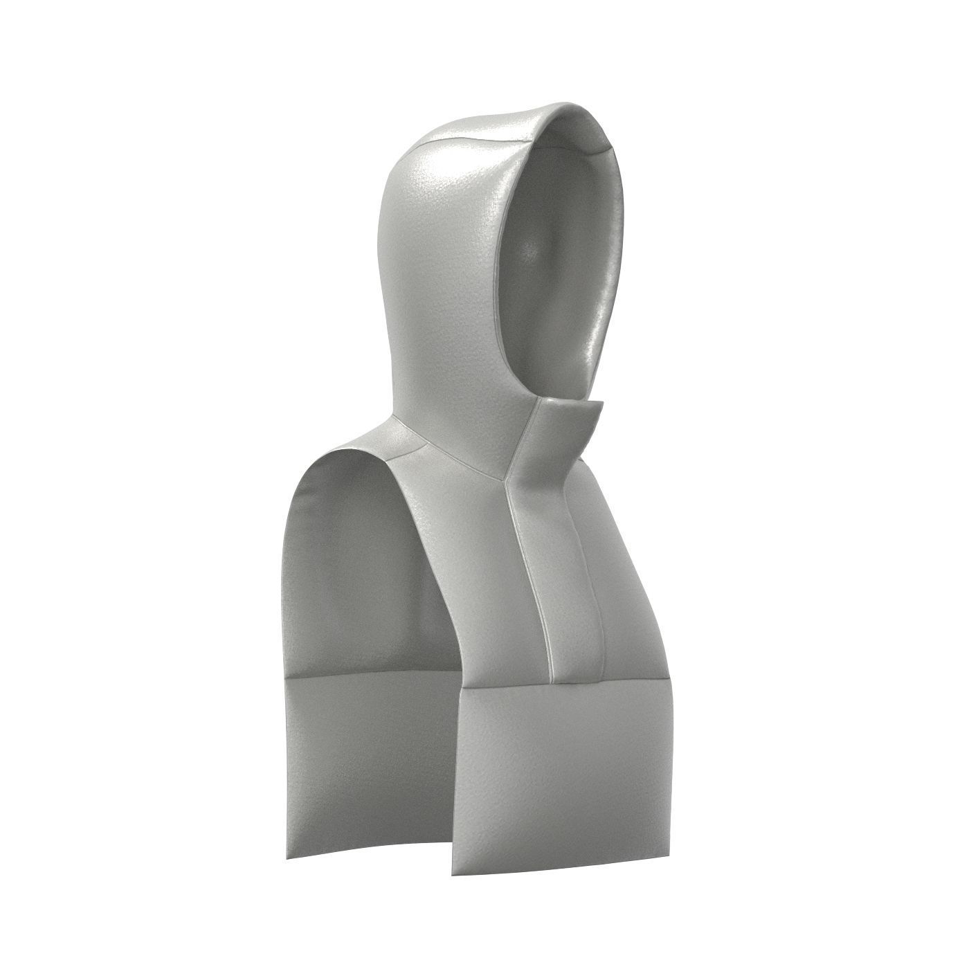Grey Padded Hood Warmer 3D model_1