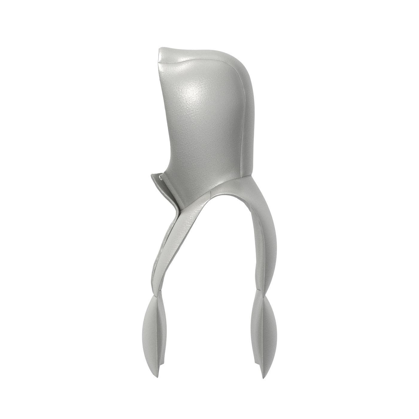 Grey Padded Hood Warmer 3D model_6