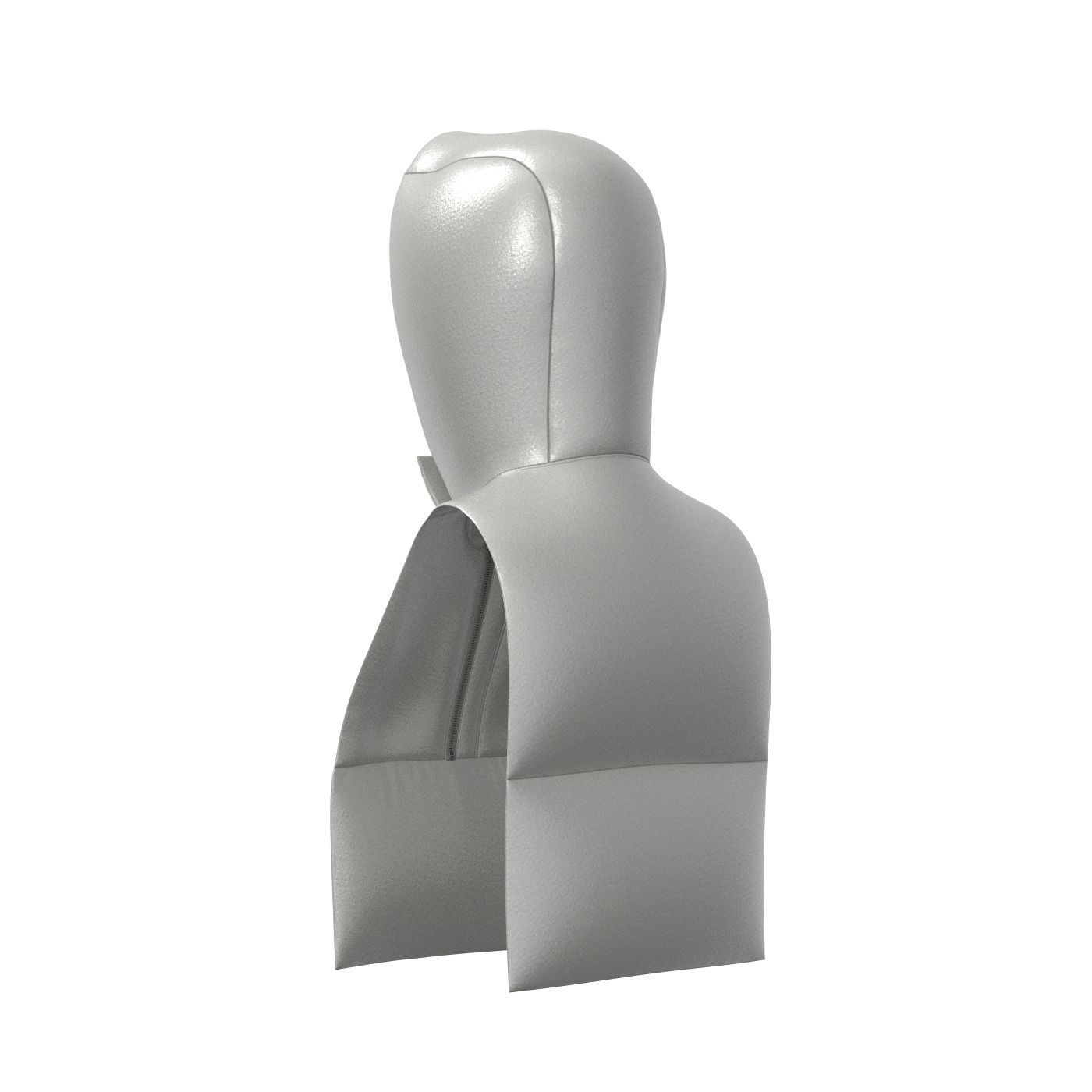 Grey Padded Hood Warmer 3D model_5