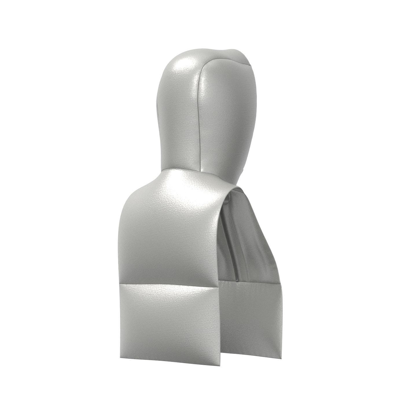 Grey Padded Hood Warmer 3D model_3