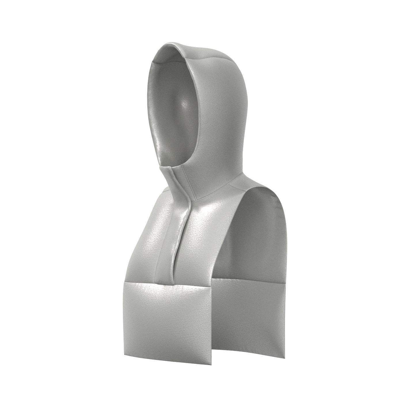 Grey Padded Hood Warmer 3D model_7