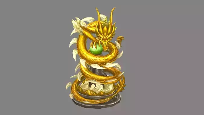 Cartoon golden dragon hovering - Dragon Ball