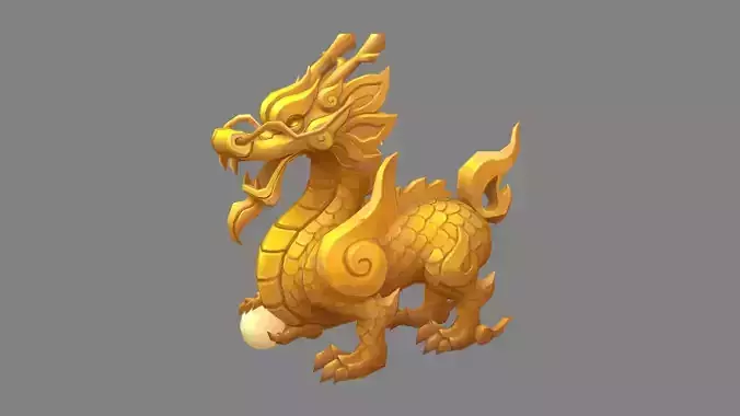 Cartoon Golden Dragon Sculpture - Dragon Ball
