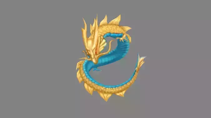 Cartoon little golden dragon