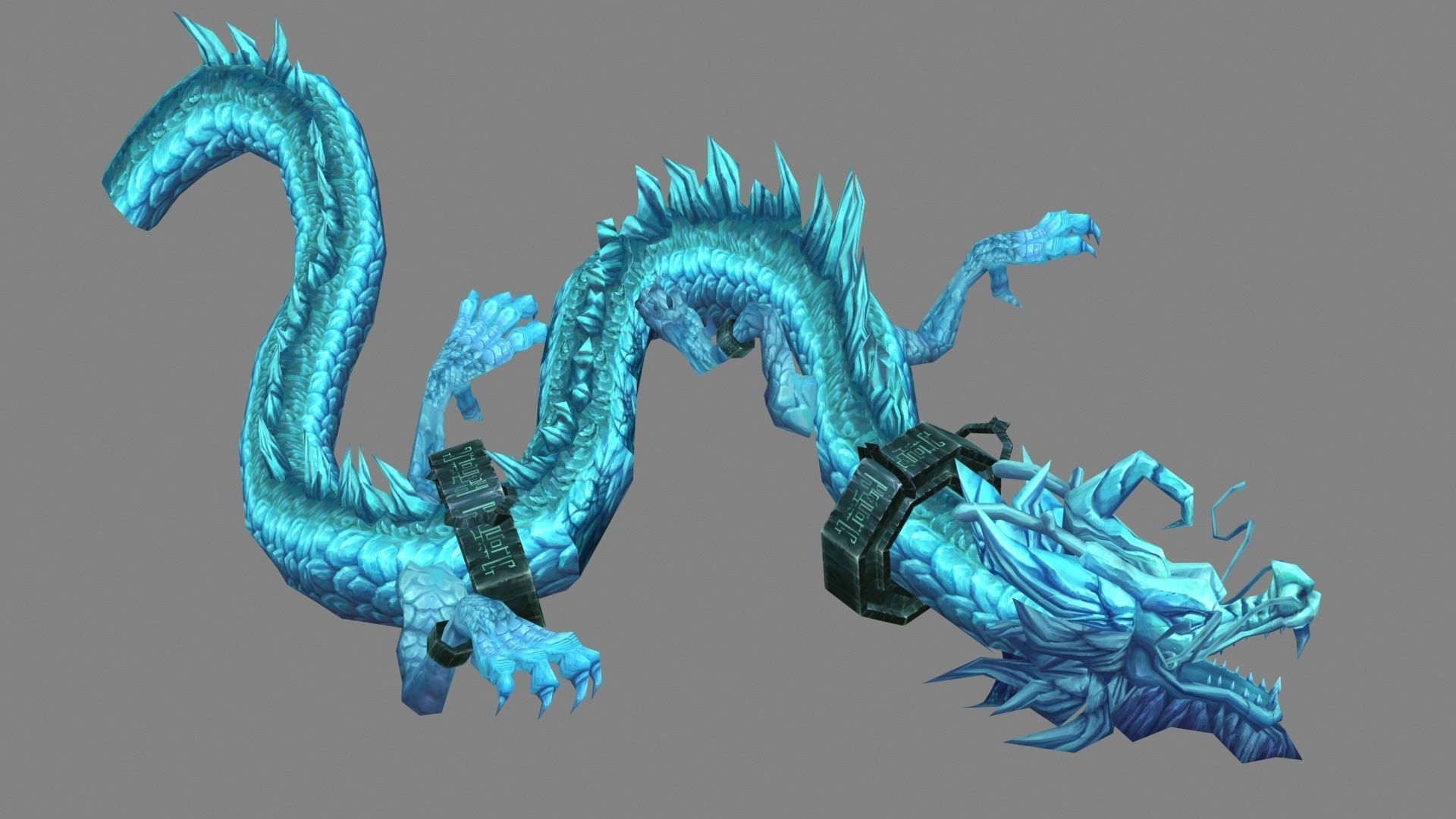 Trapped ice dragon sculpture Low-poly 3D model_4