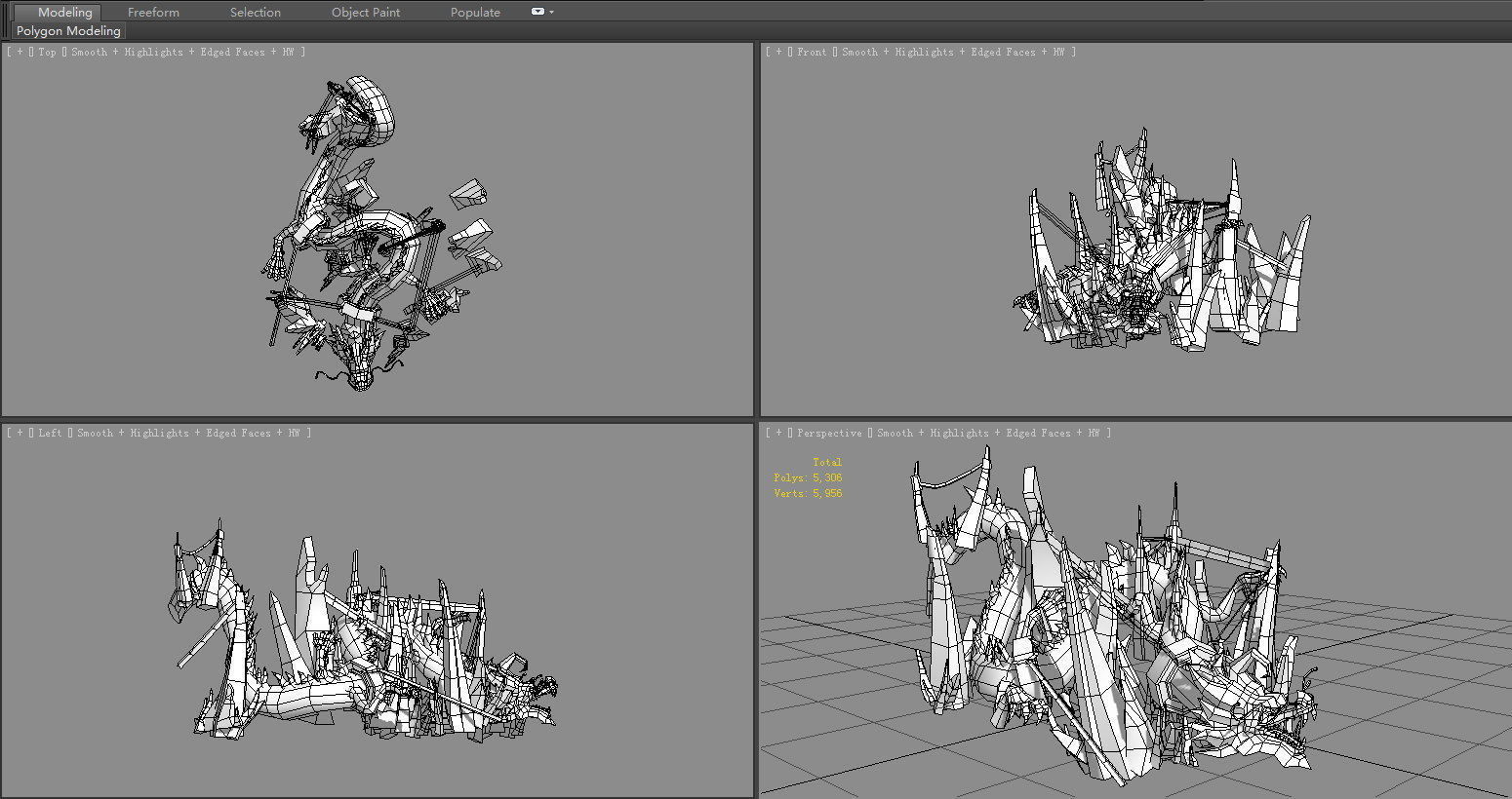 Trapped ice dragon sculpture Low-poly 3D model_7