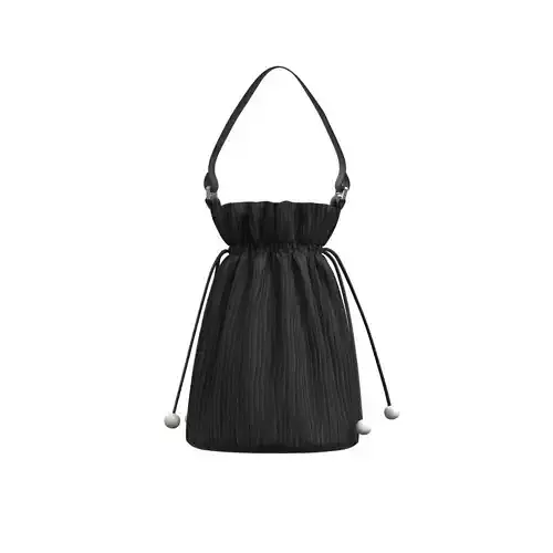 Black Cotton Bucket Bag