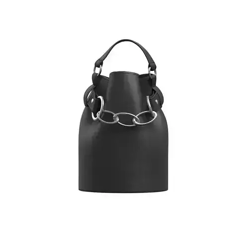 Black Leather Bucket Bag