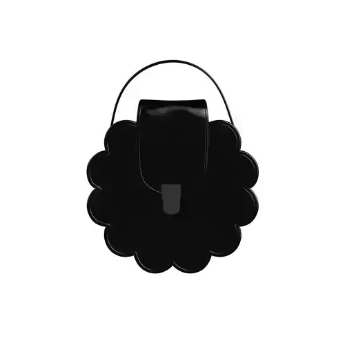 Black Leather Flower Flap Bag