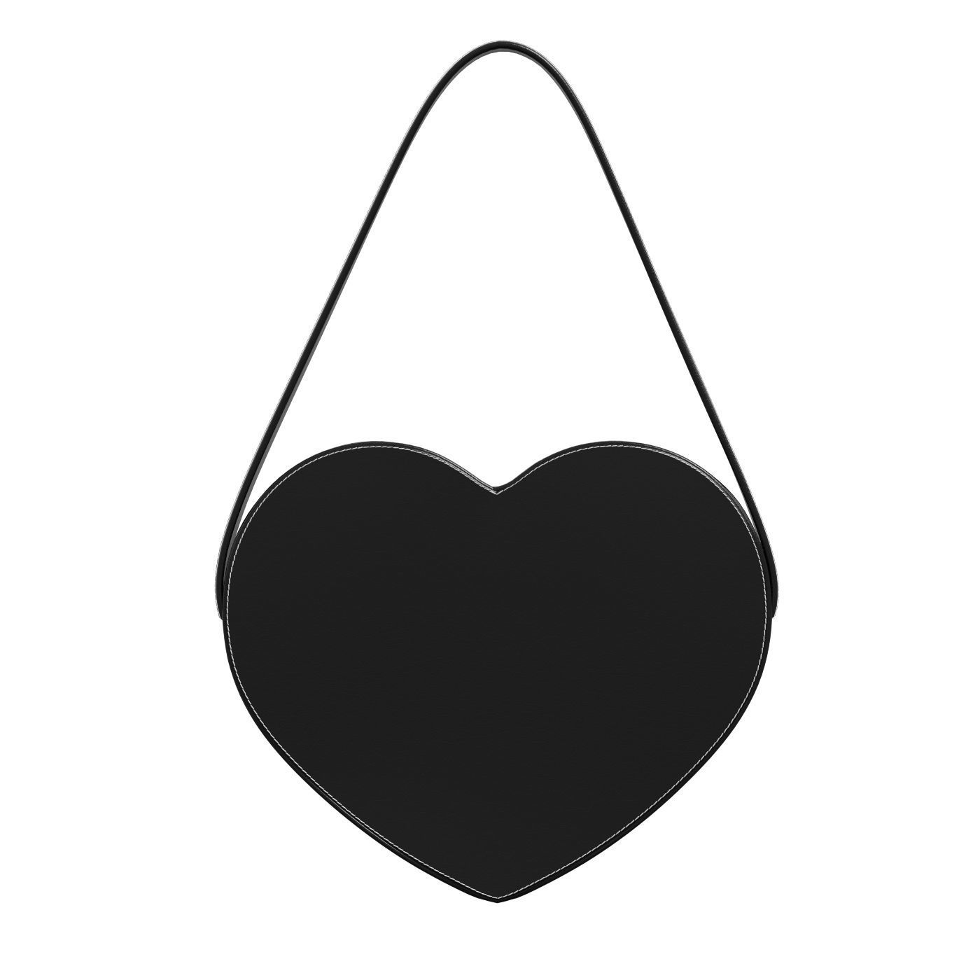 Black Leather Heart Bag 3D model_4