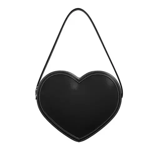 Black Leather Heart Bag