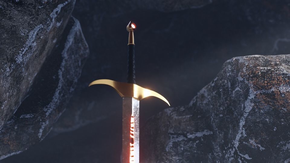 Sword in Cave Free low-poly 3D model_5