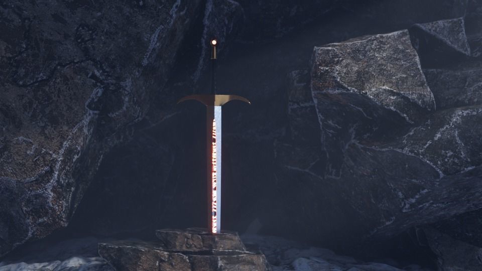 Sword in Cave Free low-poly 3D model_7