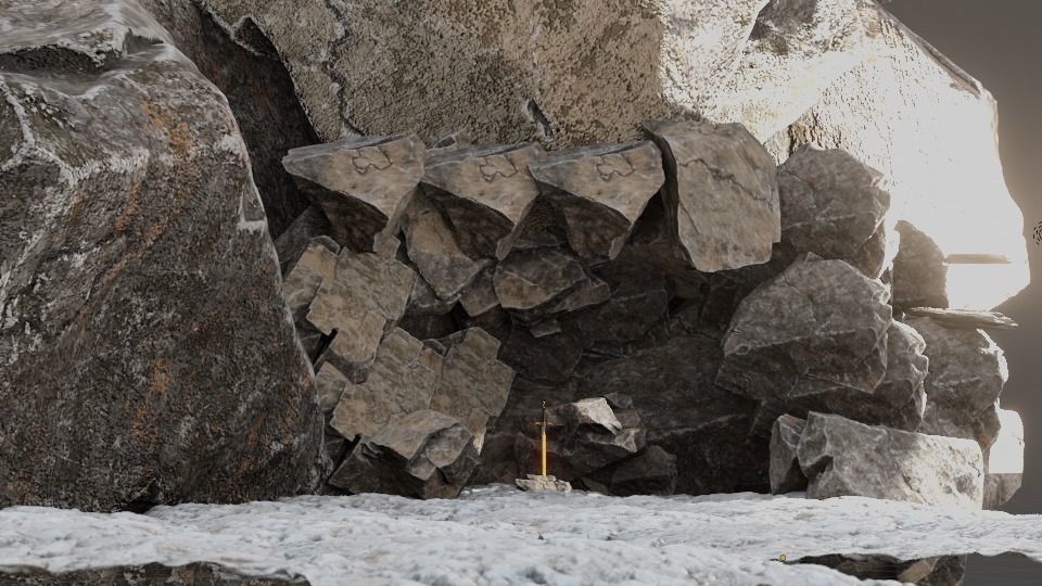 Sword in Cave Free low-poly 3D model_15