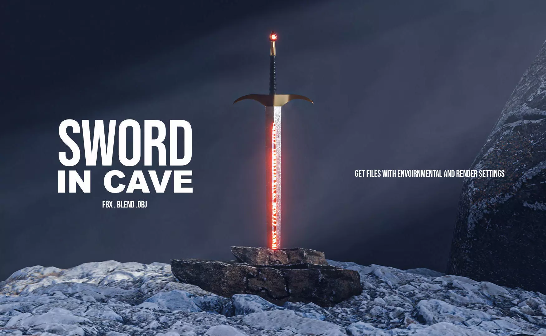 Sword in Cave Free low-poly 3D model_0