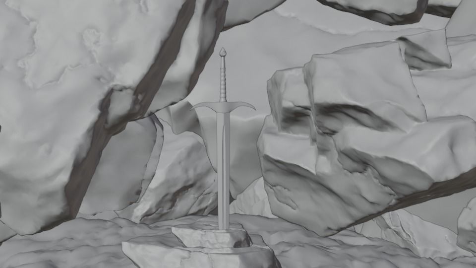 Sword in Cave Free low-poly 3D model_11