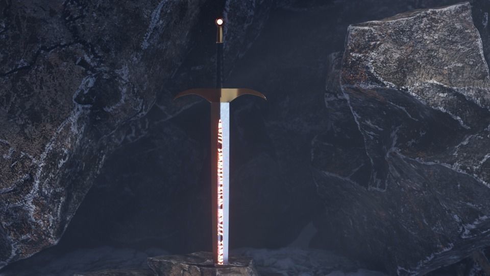 Sword in Cave Free low-poly 3D model_4
