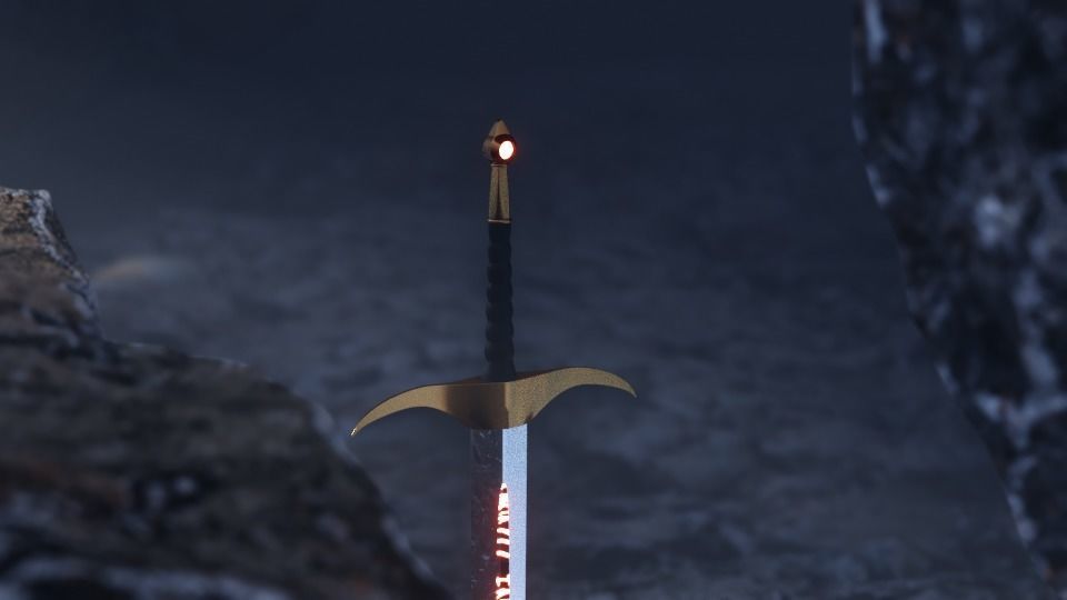 Sword in Cave Free low-poly 3D model_6