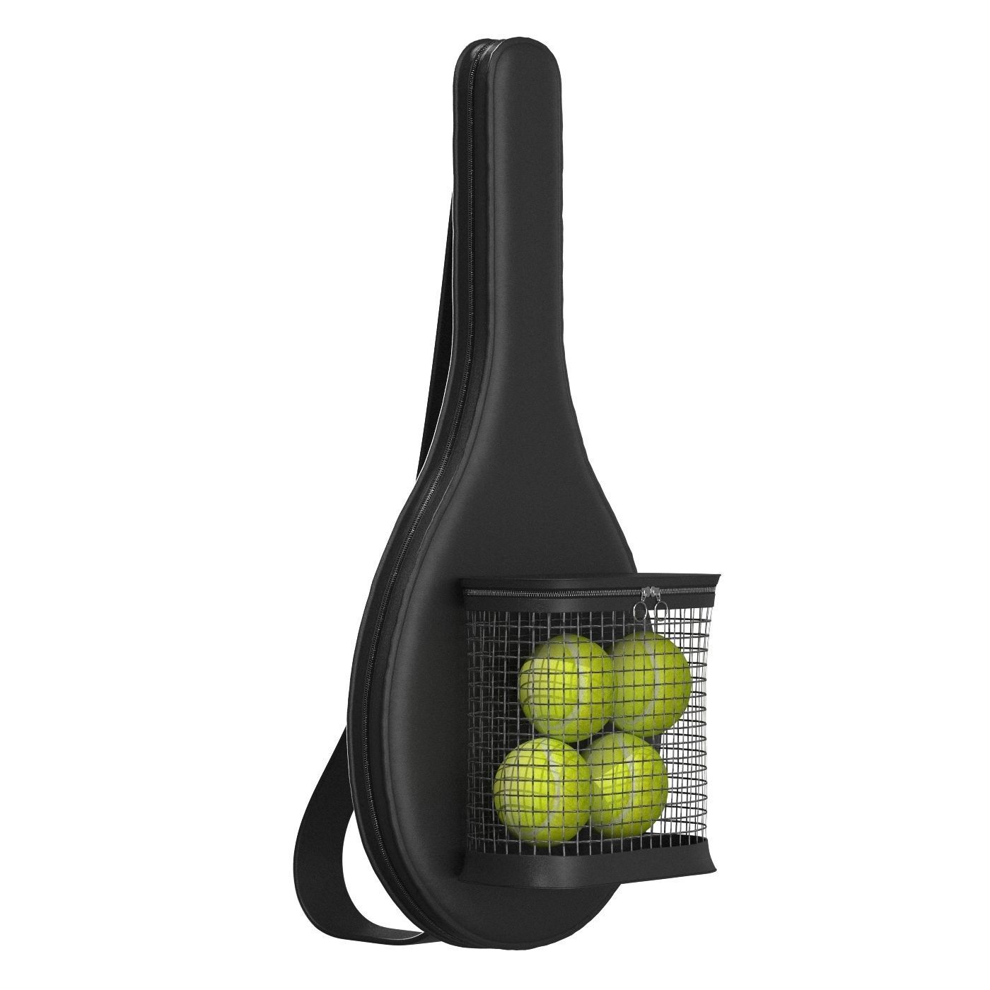 Black Leather Tennis Racket Bag 3D model_1